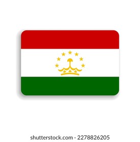 Tajikistan flag - flat vector rectangle with rounded corners and dropped shadow.