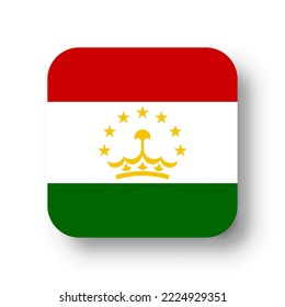 Tajikistan flag - flat vector square with rounded corners and dropped shadow.