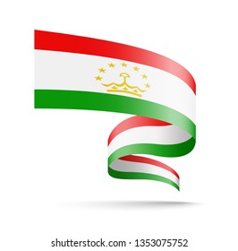 Tajikistan flag in the form of wave ribbon vector illustration on white background.