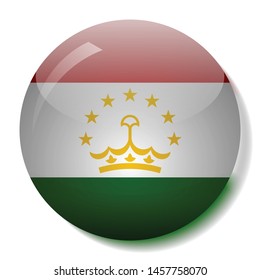 Tajikistan flag glass button vector illustration