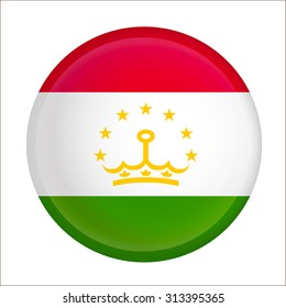 tajikistan flag Glossy Button - Vector
