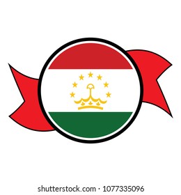 Tajikistan flag in glossy round button of icon. flag logo of Tajikistan emblem isolated on white background, Tajikistan national concept sign, Vector illustration.