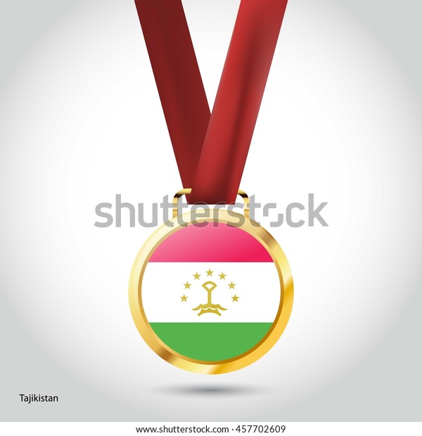 Tajikistan Flag Gold Medal Vector Illustration Stock Vector (Royalty ...