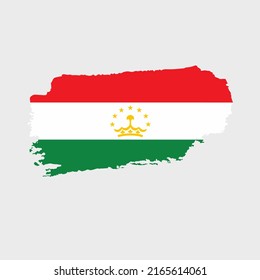 Tajikistan flag with grunge texture. Vector illustration of Tajikistan flag painted with brush with grunge effect and watercolor stroke. Happy Independence 