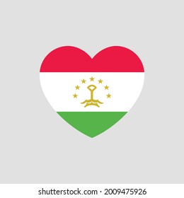  Bandera de Tayikistán con forma de corazón vectorial ama a Tayikistán