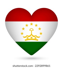 Tajikistan flag in heart shape. Vector illustration.