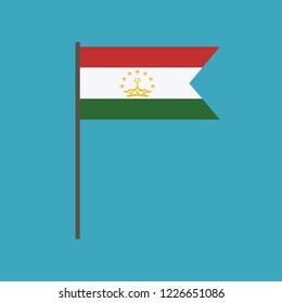 Tajikistan flag icon in flat design. Independence day or National day holiday concept.