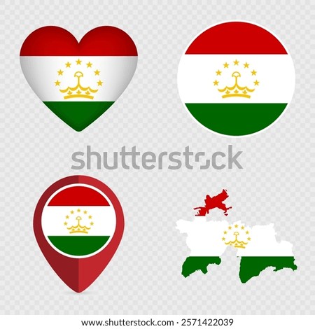 Tajikistan Flag Icons Pack. Vector illustration.