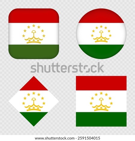 Tajikistan Flag Icons Pack. Vector illustration.