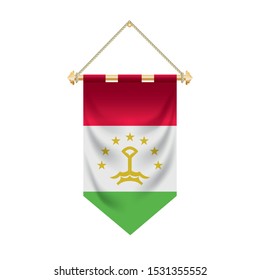 The Tajikistan flag isolated on the white background.