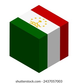Tajikistan flag - isometric 3D cube isolated on white background. Vector object.
