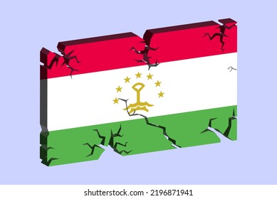 Tajikistan flag on 3D cracked wall vector, fracture pattern, Tajikistan earthquake, country flag with cracked texture, Switzerland national issues concept, logo idea