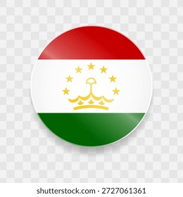 Tadschikistan Flagge auf Knopfdruck glänzend Glas