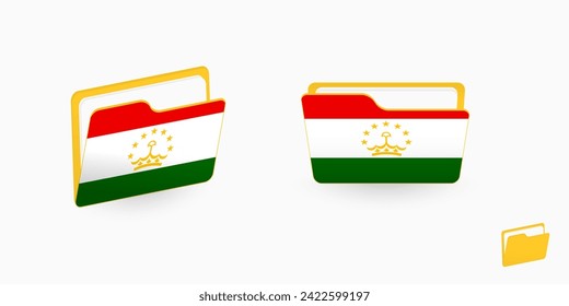 Tadschikistan Flag auf zwei Arten von Ordner Symbol. Vektorgrafik.
