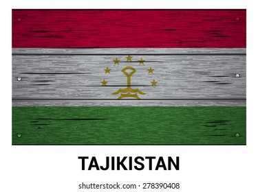 Tajikistan flag on wood texture background - vector illustration