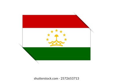 Tajikistan flag - rectangle colorful flag representing a country cultural identity and heritage. The essence of national pride and unity. Attached by the corners in a paper album