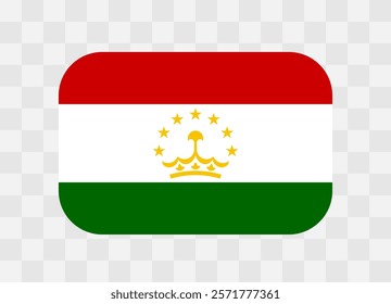 Tajikistan flag - rounded rectangle colorful flag representing a country cultural identity and heritage. The essence of national pride and unity. Vector flag on transparent background.