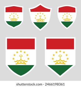 Tajikistan Flag Set in Shield Frame