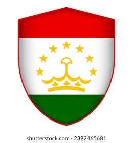Tajikistan flag in shield shape. Vector illustration.