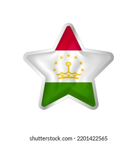 Tajikistan flag in star. Button star and flag template. Easy editing and vector in groups. National flag vector illustration on white background.