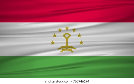 tajikistan flag vector. Vector flag of tajikistan blowig in the wind. EPS 10.