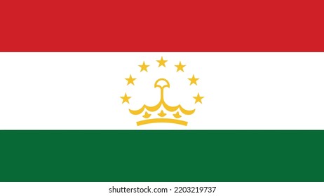 Tajikistan flag vector graphic. Rectangle Tajikistani flag illustration. 