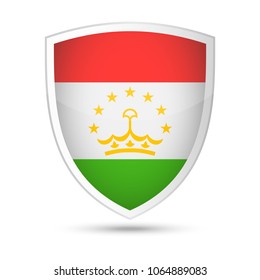 Tajikistan Flag Vector Shield Icon - Illustration