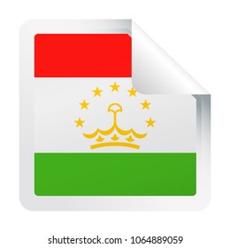 Tajikistan Flag Vector Square Corner Paper Icon - Illustration