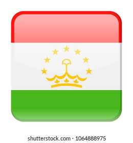 Tajikistan Flag Vector Square Icon - Illustration