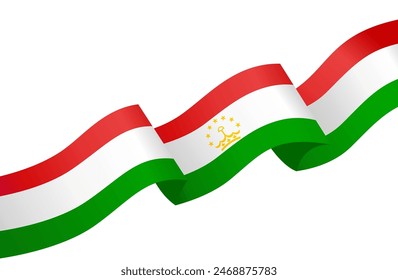 Tajikistan flag wave isolated on png or transparent background vector illustration.