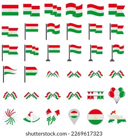 Tajikistan flags icon set, Tajikistan independence day icon set vector sign symbol