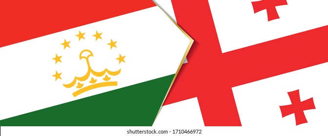 Tajikistan and Georgia flags, two vector flags symbol of relationship or confrontation.