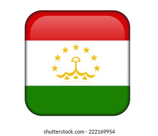 Tajikistan glossy rectangle button