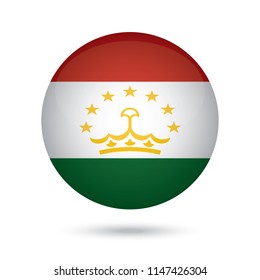 Tajikistan glossy round button. Vector Illustration EPS10.