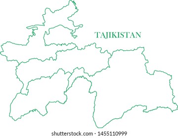 Tajikistan green line map vector