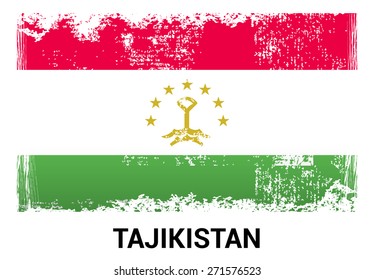 Tajikistan grunge flag isolated vector in official colors and Proportion Correctly. country's name label in bottom