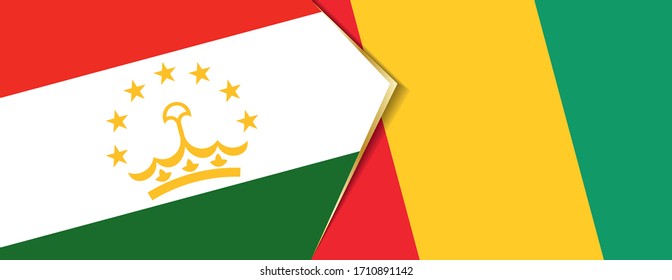 Tajikistan and Guinea flags, two vector flags symbol of relationship or confrontation.