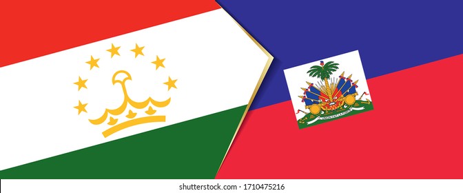 Tajikistan and Haiti flags, two vector flags symbol of relationship or confrontation.