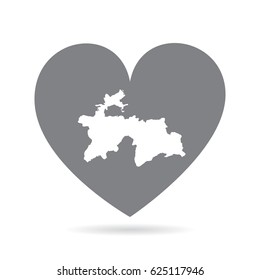 Tajikistan heart. Heart shape icon with white map