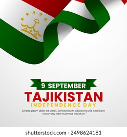 Tajikistan Independence Day 9 September. Waving flags isolated background.