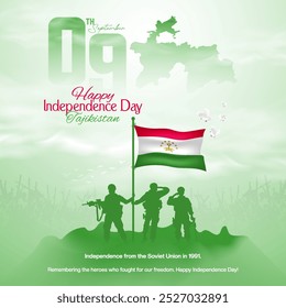 Tajikistan Independence Day celebration greeting card design for social media post
