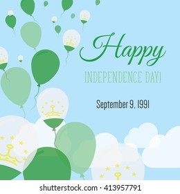 Tajikistan Independence Day Greeting Card. Flying Flat Balloons In National Colors of Tajikistan. Happy Independence Day Vector Illustration. Tadzhik Flag Balloons.