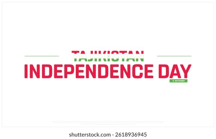 TAJIKISTAN Independence Day on a white background, Vector design of Independence Day of TAJIKISTAN, Typographic Design of TAJIKISTAN National Day, Flag typography of TAJIKISTAN