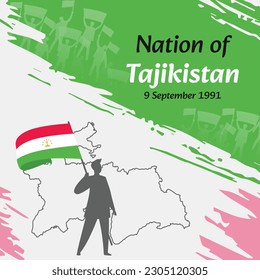 Tajikistan Independence Day Post Design. September 9th, the day when Tajiks made this nation free. Suitable for national days. Perfect concepts for social media posts, greeting card, cover, banner.