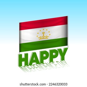 Tajikistan independence day. Simple Tajikistan flag and billboard in the sky. 3d lettering template. Ready special day design message.