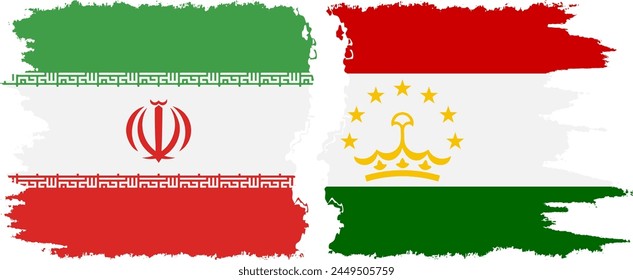 Tajikistan and Iran grunge flags connection, vector