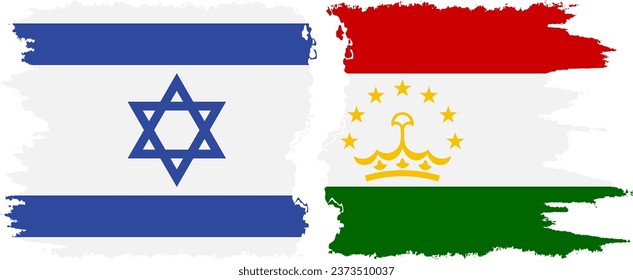 Tajikistan and Israel grunge flags connection, vector