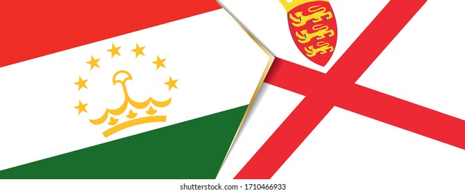 Banderas de Tayikistán y Jersey, dos banderas vectoriales símbolo de relación o confrontación.