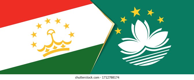 Banderas de Tayikistán y Macao, dos banderas vectoriales símbolo de relación o confrontación.