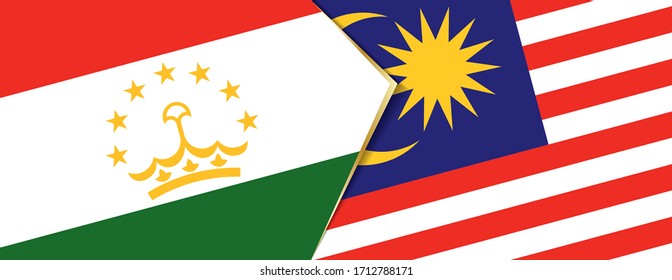 Tajikistan and Malaysia flags, two vector flags symbol of relationship or confrontation.